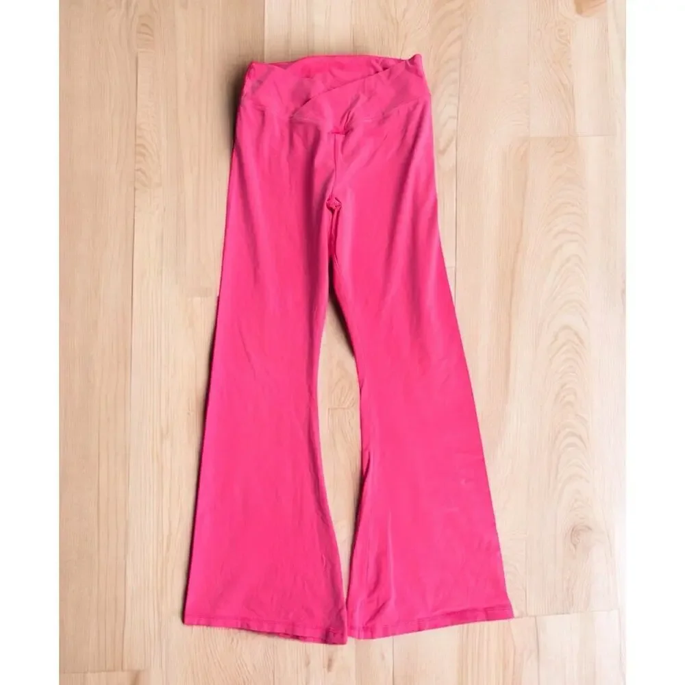 Vintage Y2K Victoria's Secret All PINK Sz XL Boot Yoga Pants V Front Flare 90's - Picture 1 of 9
